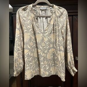 Vince Gray and Cream Floral Blouse